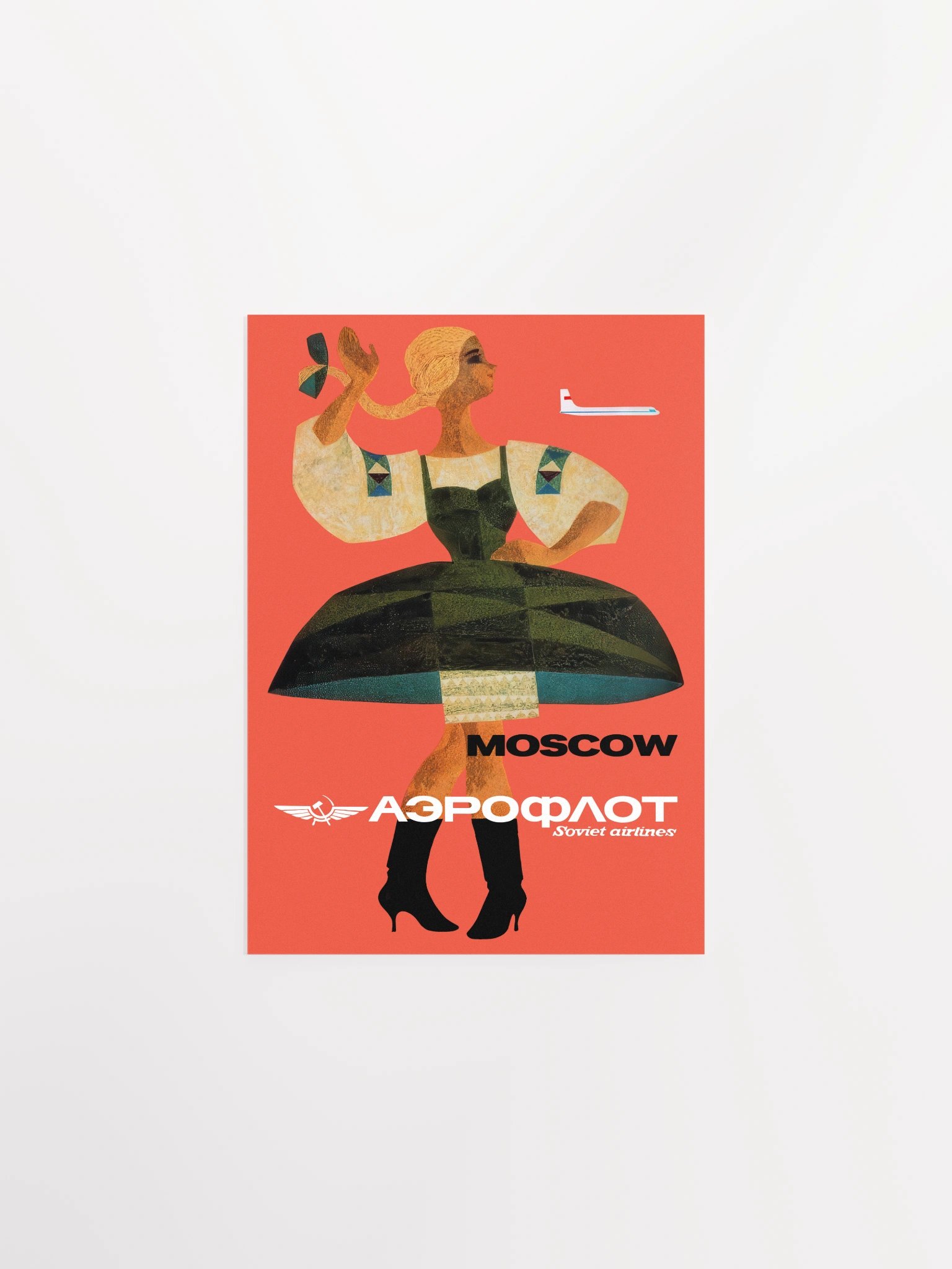 Soviet Aeroflot, USSR airlines 1970s: Moscow — Soviet retro travel poster product image (6)