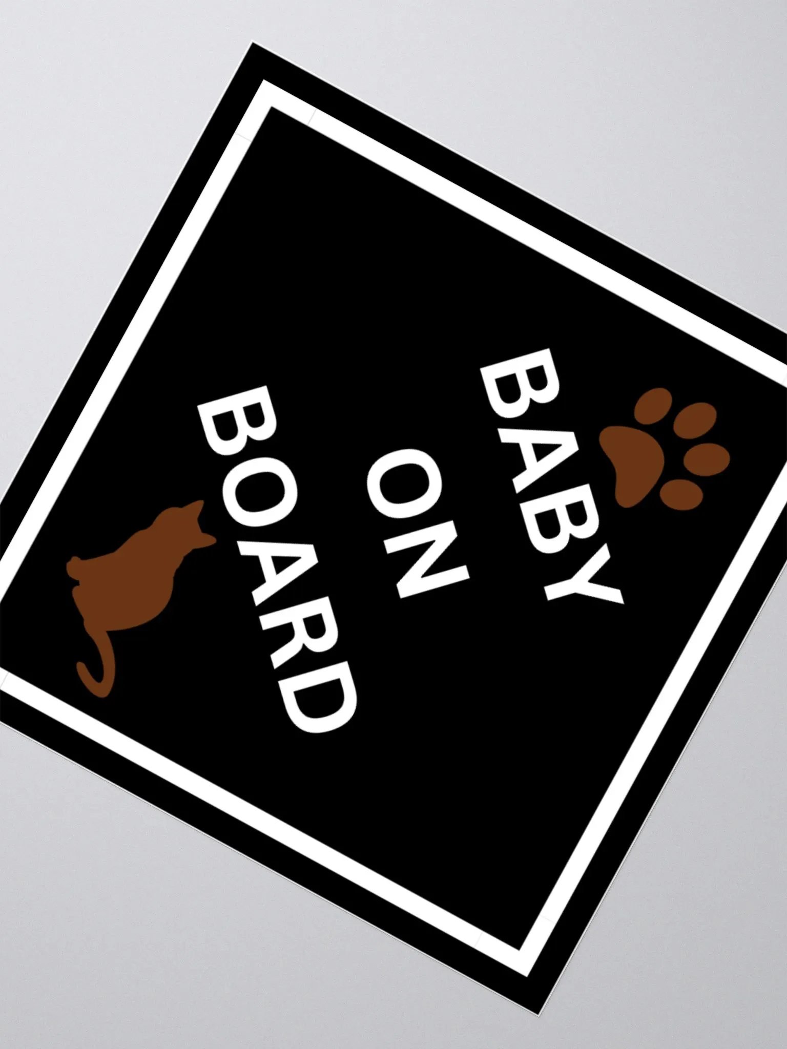 Cat Baby on Board Sticker - Brown on Black product image (4)