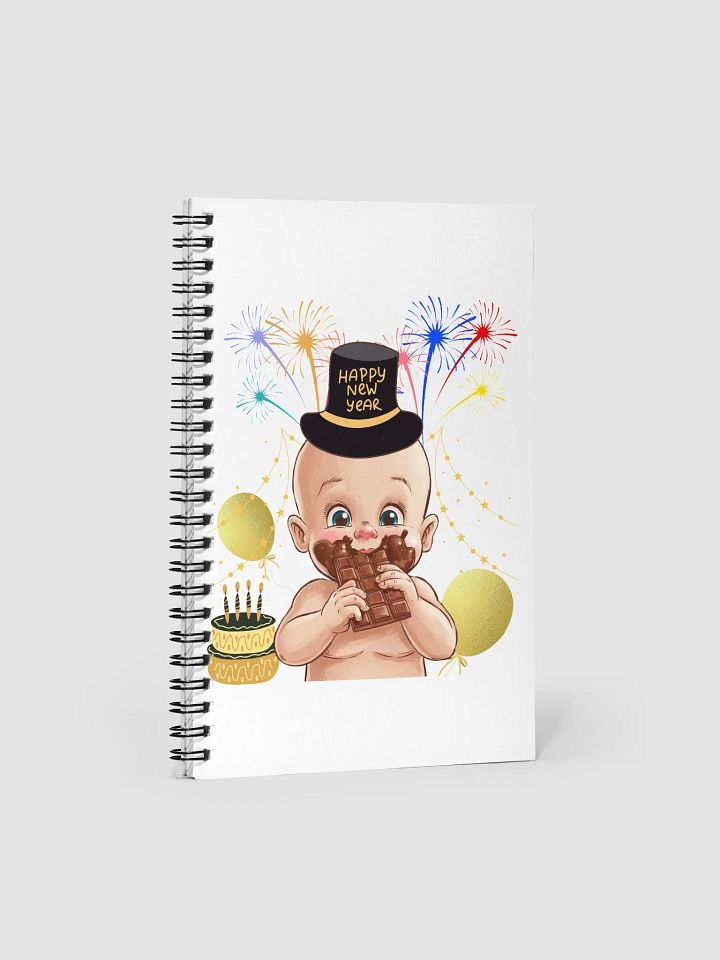Baby New Year Eating Chocolate Spiral Notebook product image (1)
