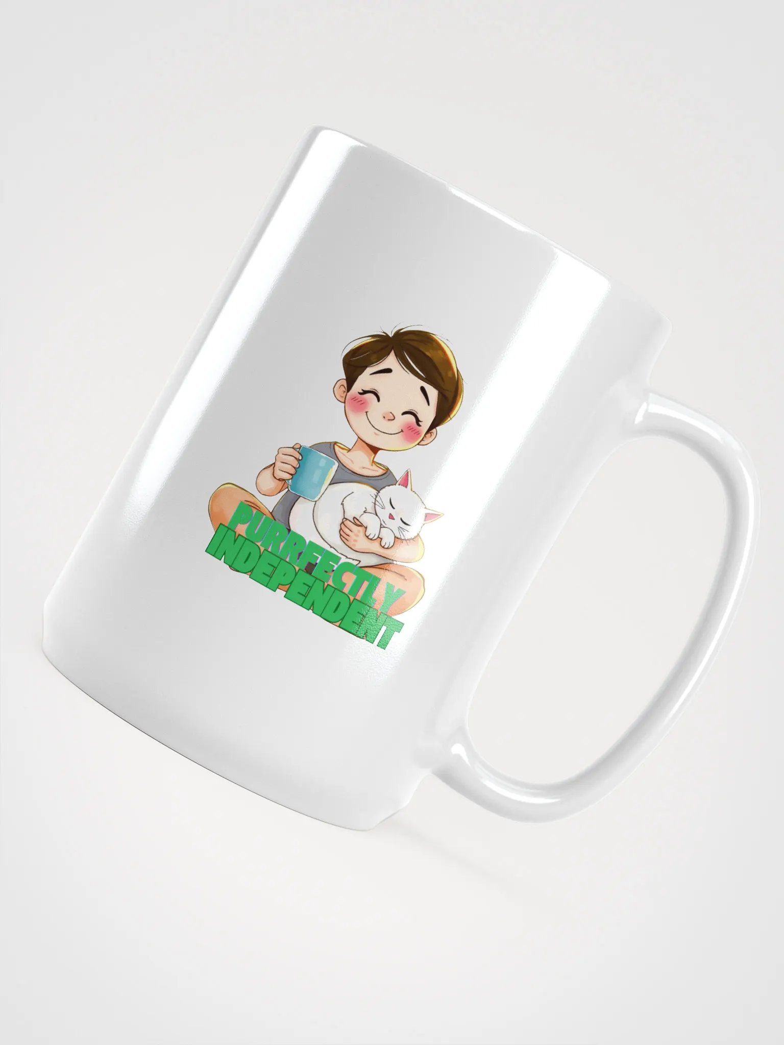 Purrfectly Independent White Glossy Mug product image (4)