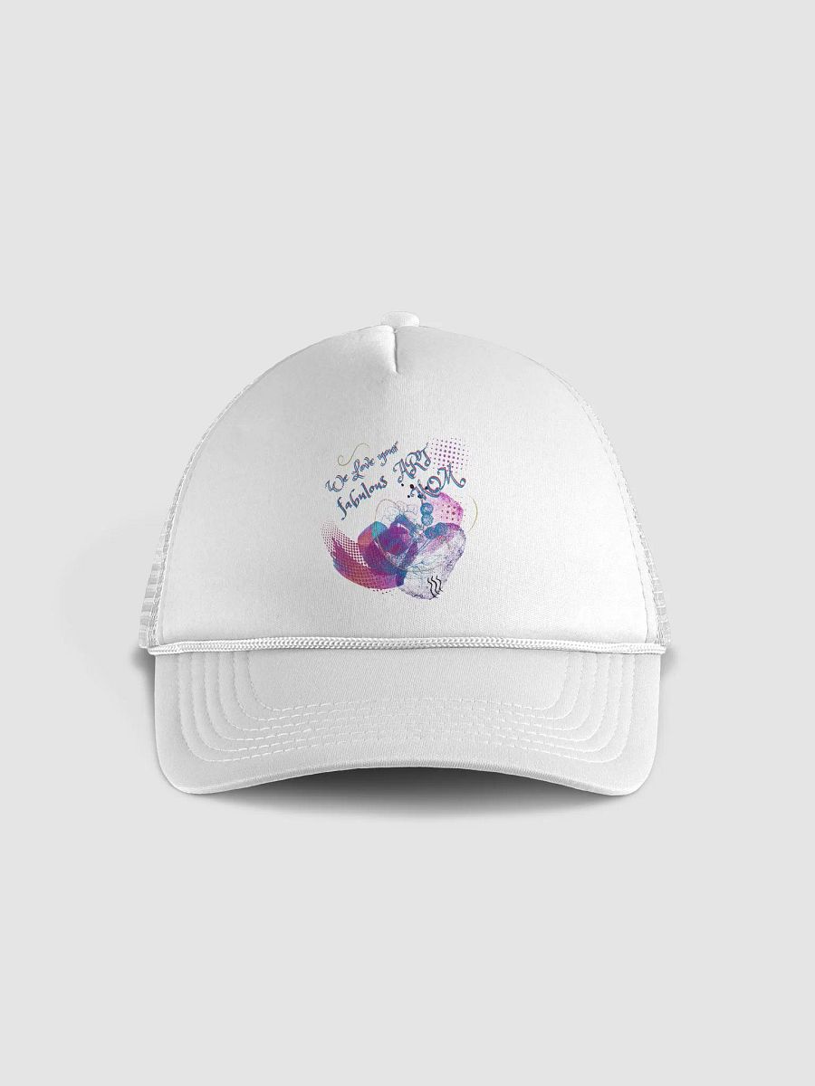 Ladies white cap featuring 'Love your fabulous art Mom