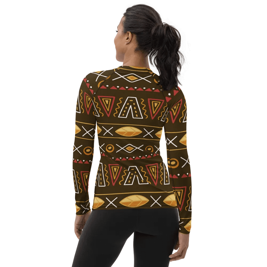 Artistic Spirit: Hand-Drawn African Pattern All-Over Print Women's Rash Guard product image (3)