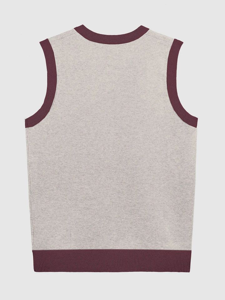 PLEASE DON'T MAKE ME TALK (tan and maroon) knitwear vest product image (7)