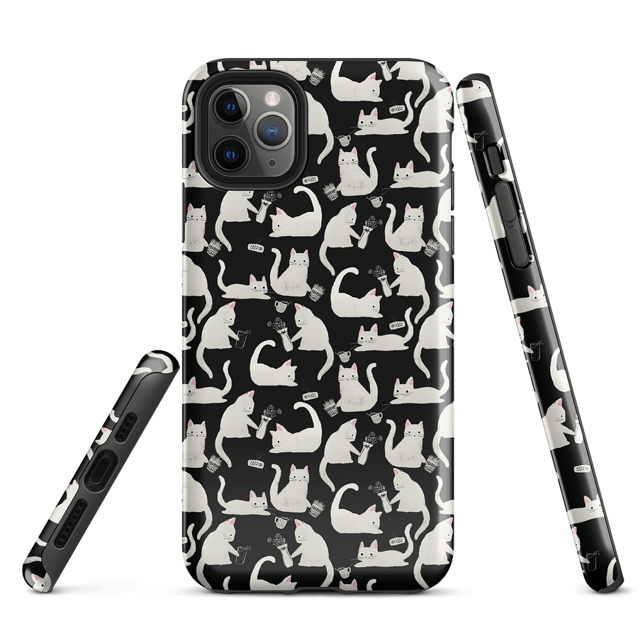 Bad Cats Knocking Stuff Over Patterned iPhone Case, Black product image (5)