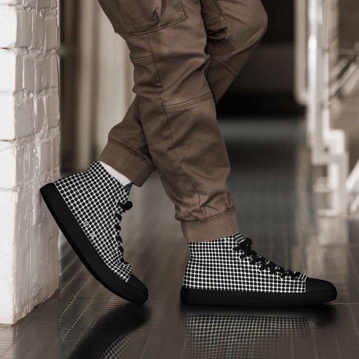 Abstract Black and White Chain Design Men's Canvas Shoe High Tops product image (1)
