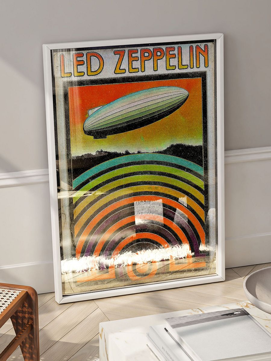 1970s Led Zeppelin Poster | Psychedelic Concert Rock Art Print Memorabilia | Iconic 70s Vintage Music Retro Wall Decor for Rock N Roll Fans product image (5)