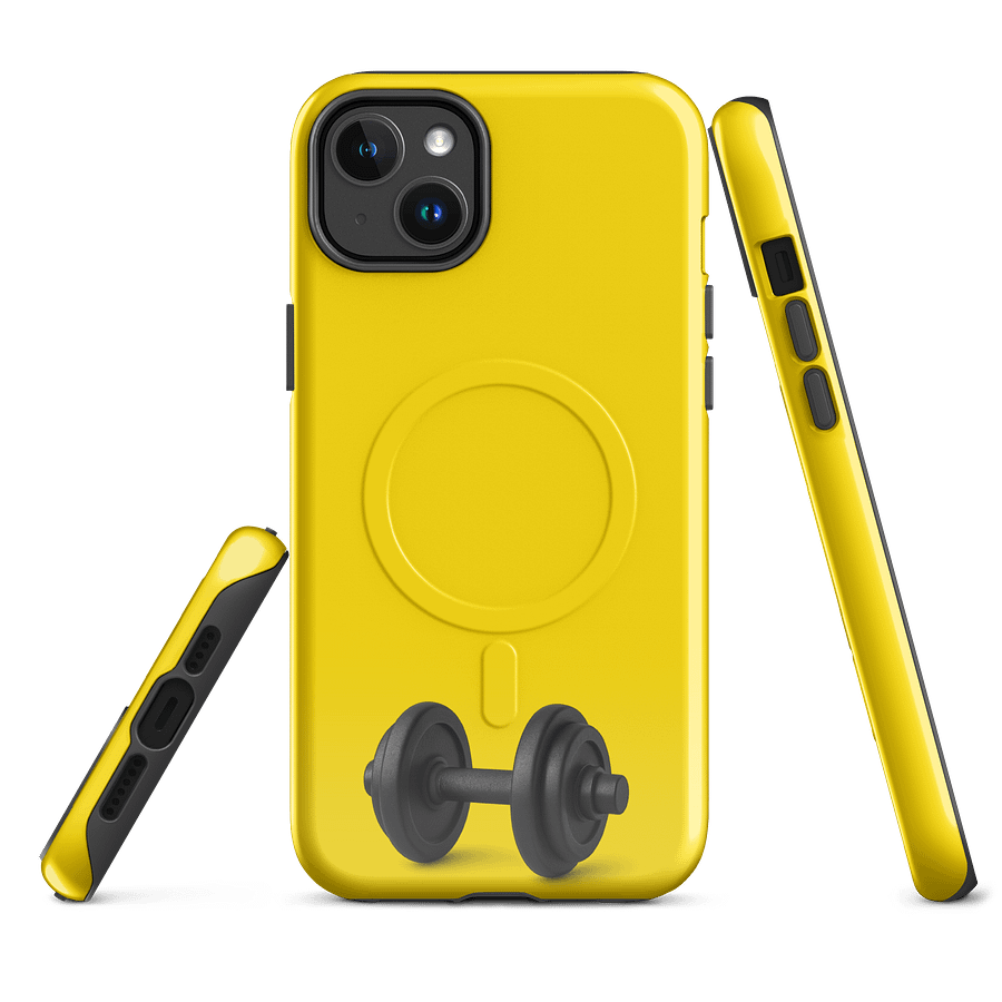 Yellow Dumbbell Muscle iPhone® 14, 15, 16 Case product image (1)