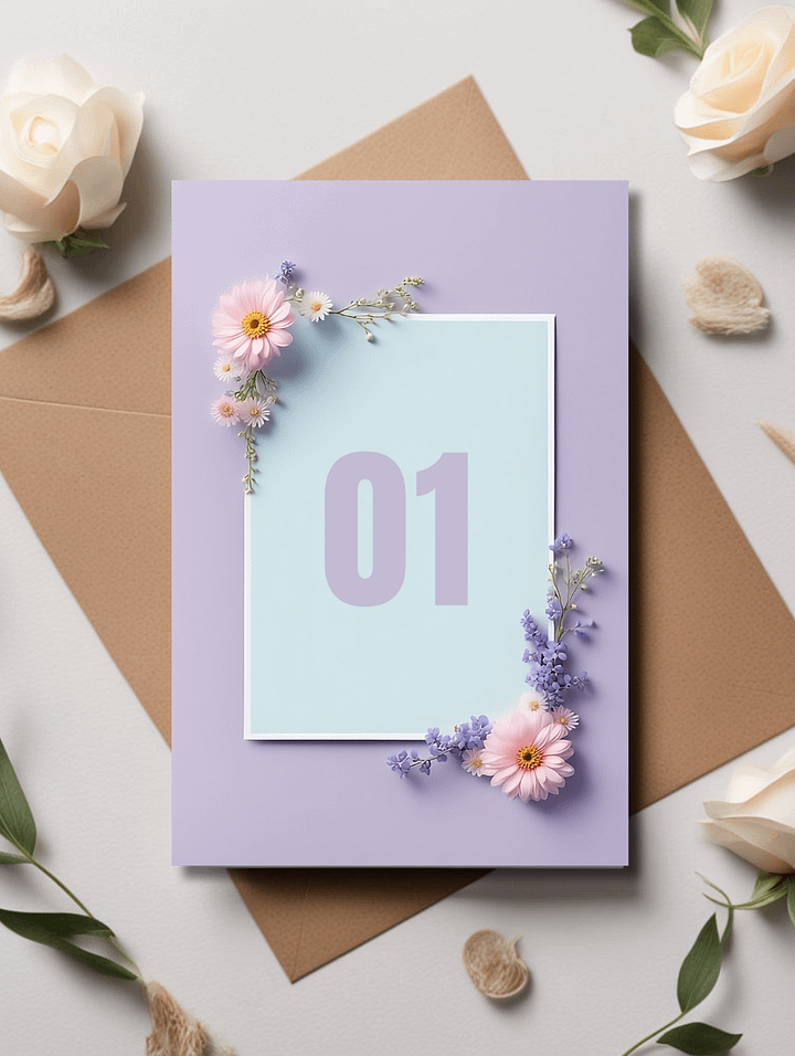Floral Table Number Card - Dizynai (DTN-13) product image (1)