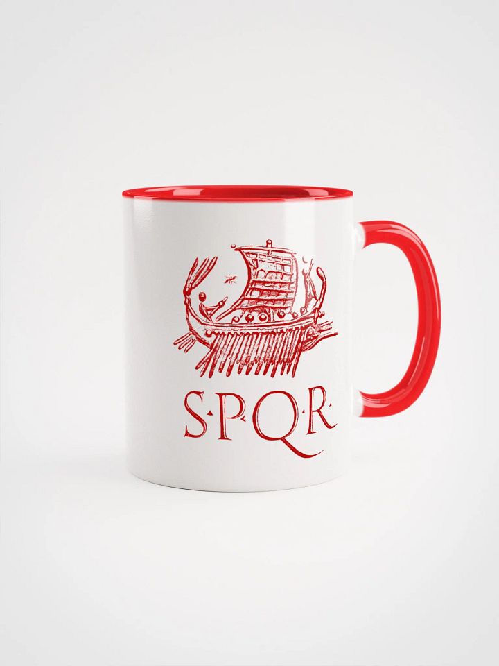 SPQR Roman Galley and Walking Mars Roman Art, Coffee & Tea Mug with Red Color Inside product image (1)