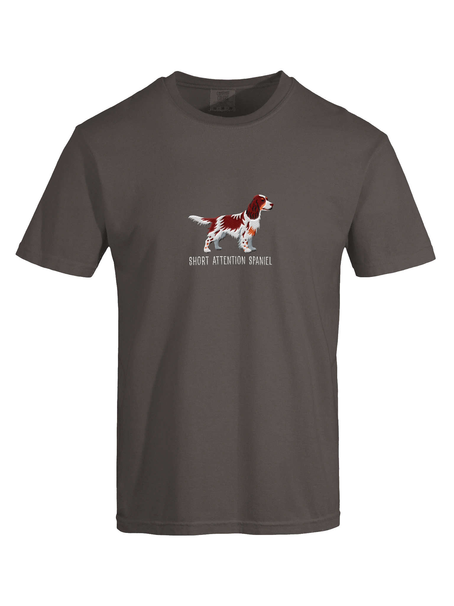 Short Attention Spaniel T-Shirt(Embroidered) of a Springer Spaniel(Liver Tricolor) product image (41)