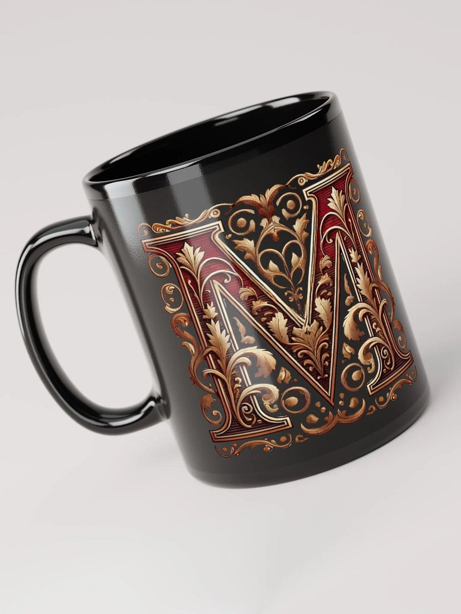 Victorian Letter 'M' Black Glossy Mug product image (5)