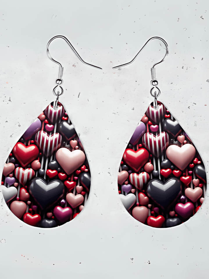 3D Heart Earring PNGs for Valentine’s Day Sublimation – High-Quality 300 DPI Digital File – Instant Download product image (1)