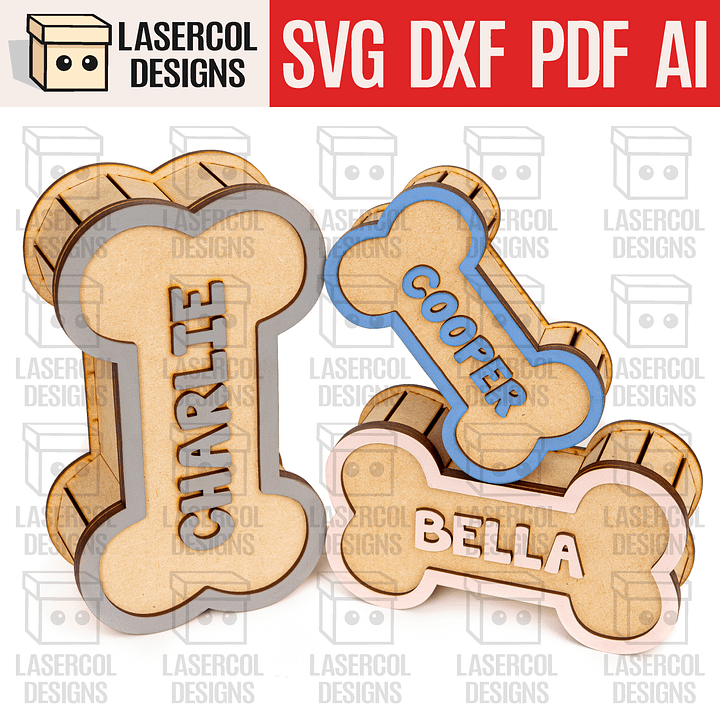 Dog Bone Boxes (3 Sizes) - Laser Cut Files product image (1)