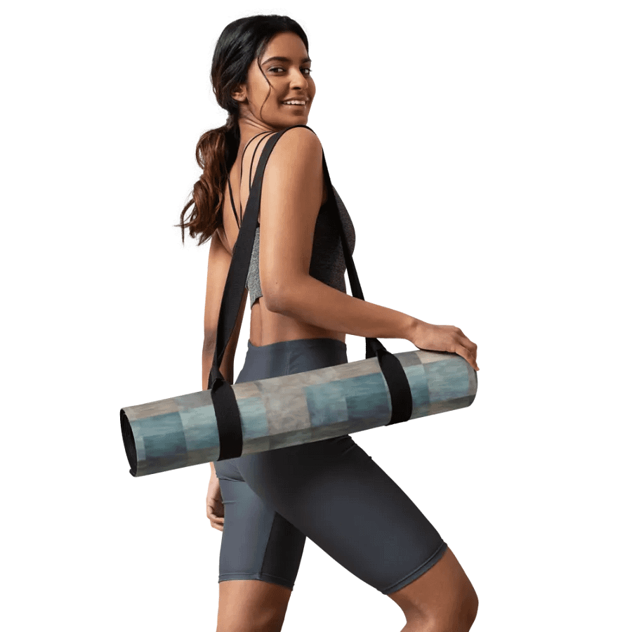 Yoga Mat with Painted Blue, Green and Brown Checked Pattern product image (11)