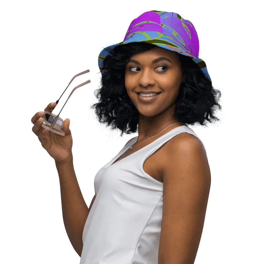 Dark Mode Neon Monstera Madness Reversible Bucket Hat product image (7)