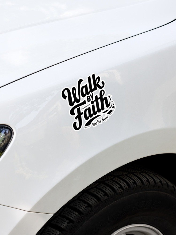 Walk By Faith, Stickers, Bubble-free, 2 Corinthians 5:7, KJV, Bible Verse, Scripture Sticker. product image (2)