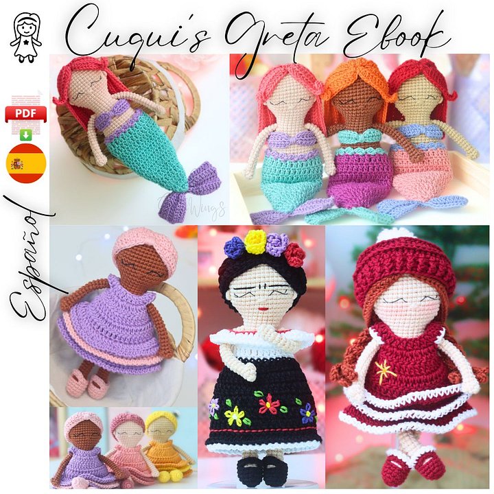 EBOOK COLECCIÓN CUQUISGRETA: Patrón Cuerpo Base Amigurumi + 4 Diseños Esenciales de Muñecas (Descarga Digital) product image (1)