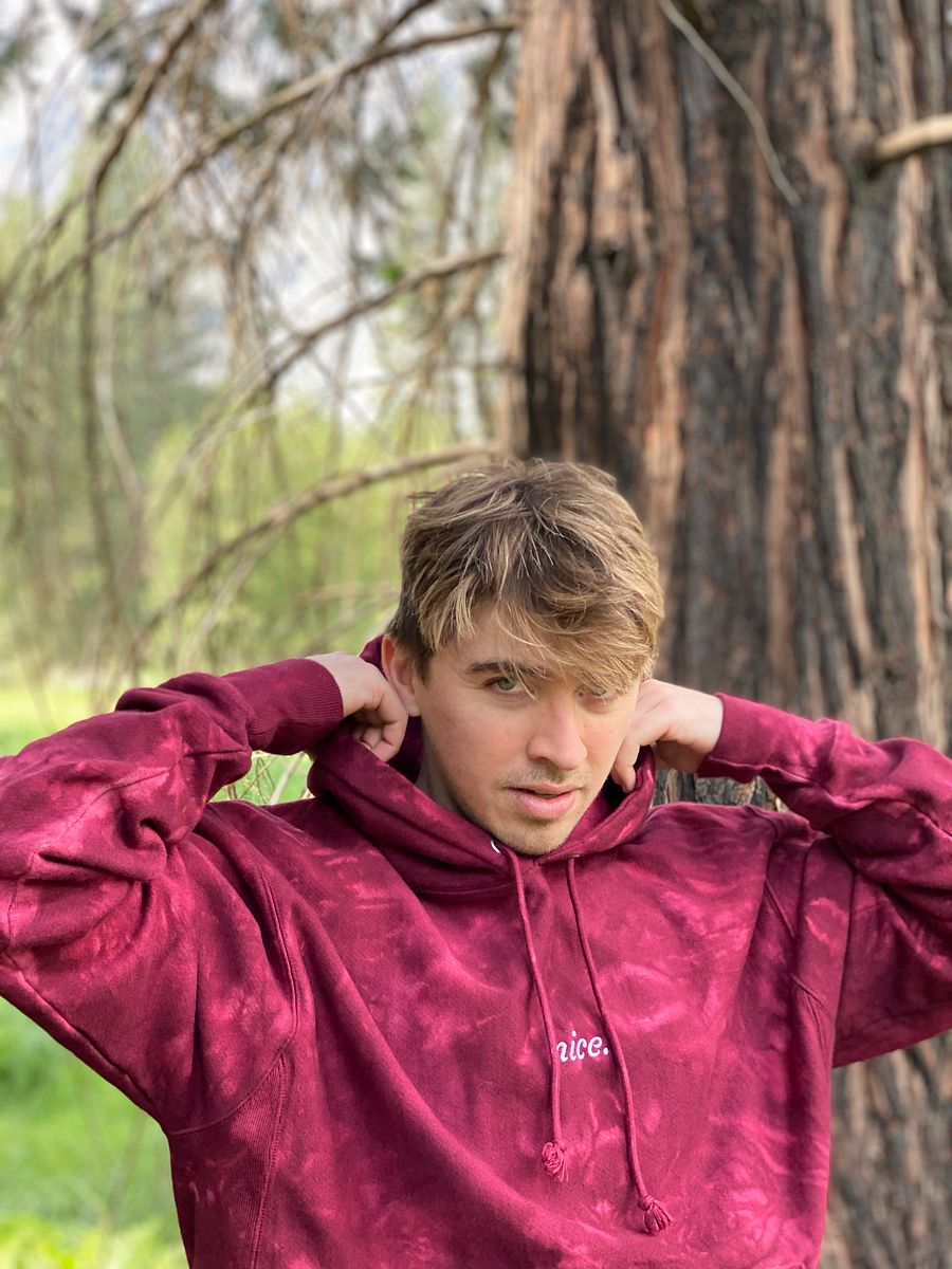 Exclusive Champion Tie Dye 'Nice.' Signature Hoodie (Red) product image (7)