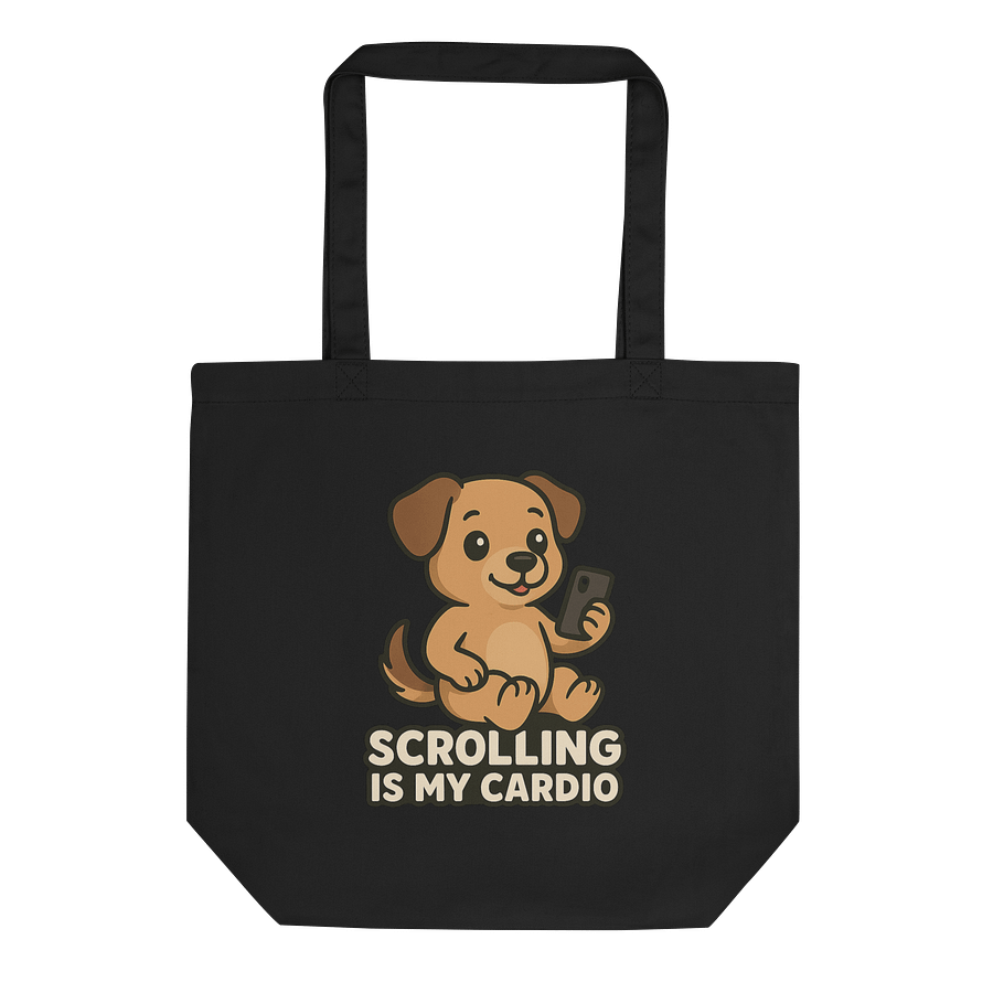 Scrolling Is My Cardio Dog Tote Bag | Funny Puppy Meme Reusable Shopping Bag product image (1)