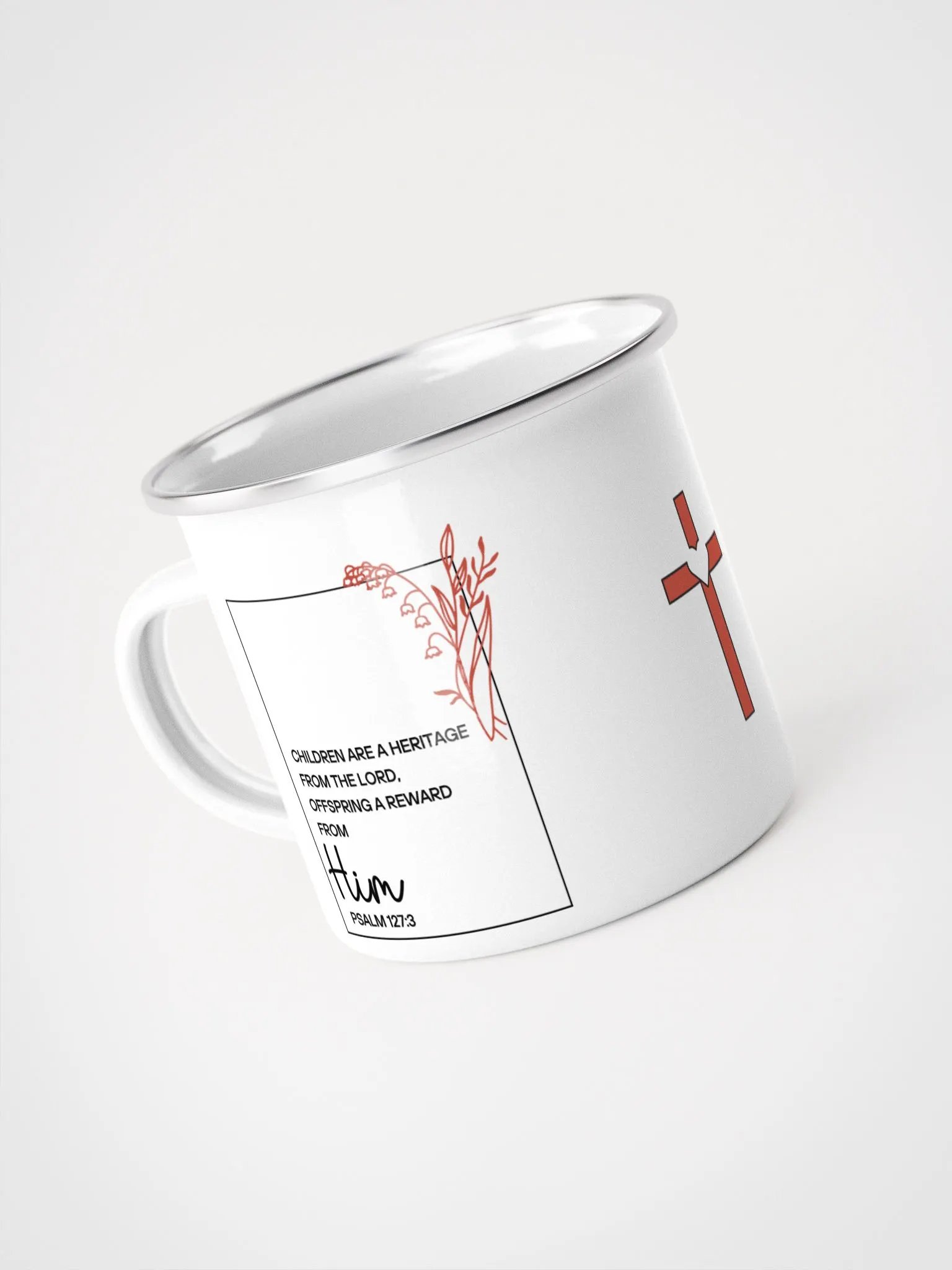 Wildflower godmother proposal Christian enamel mug with Bible verse - Camping gear Enamel Mug product image (3)