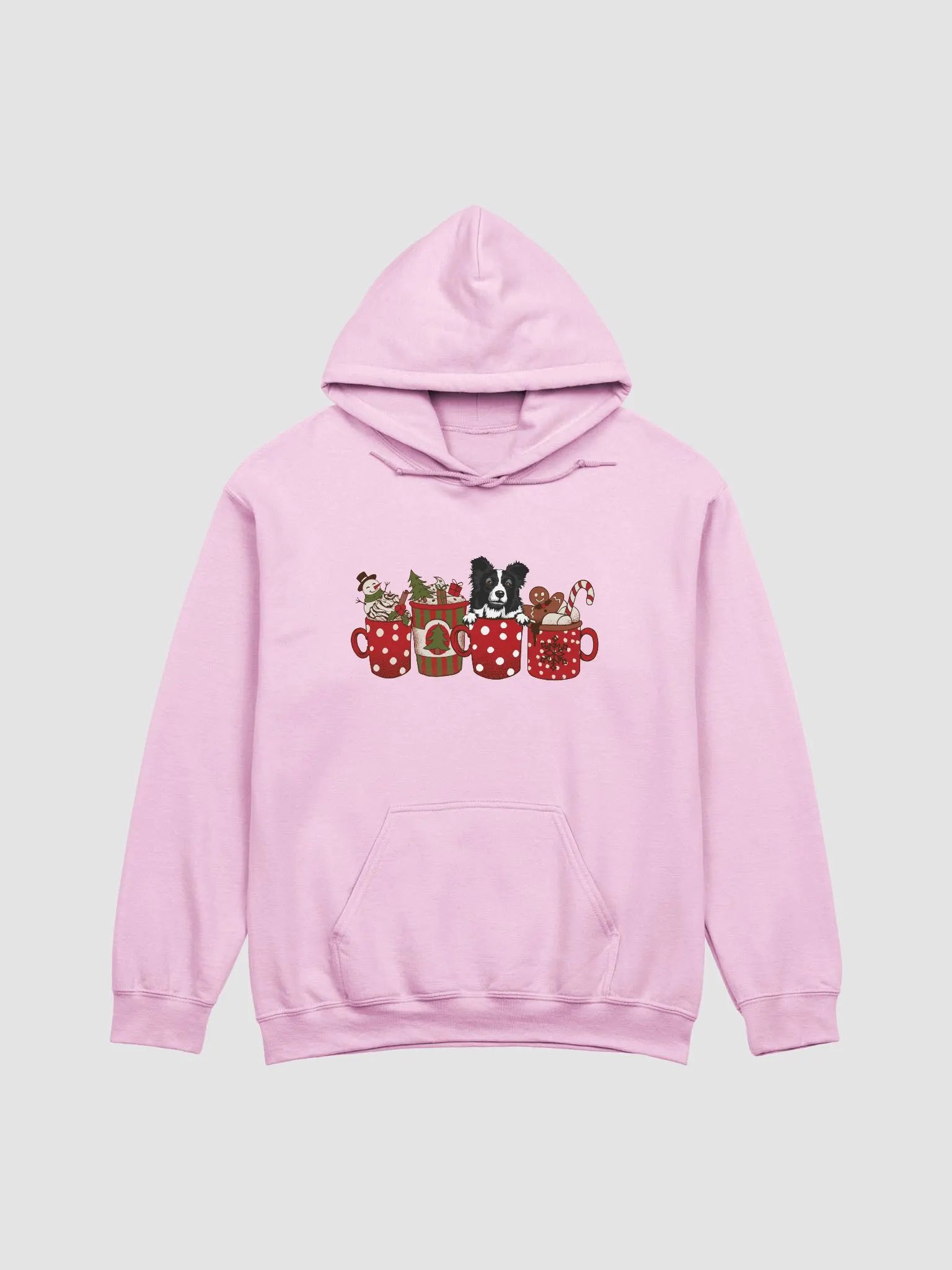 Cute Border Collie in a Christmas Cup Hooded Sweatshirt | Funny Christmas Pup in a Cup product image (9)