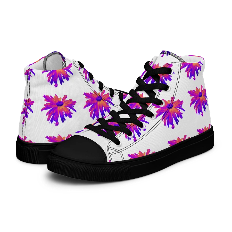 Abstract Pink Floating Daisy Flower Women's Black Toe High Top Canvas Shoes product image (16)