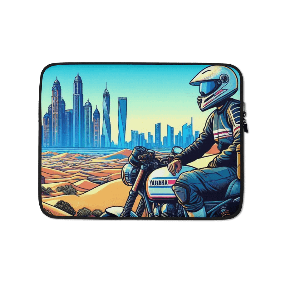 Desert Rider Laptop Sleeve | biker in Dubai AI design product image (1)