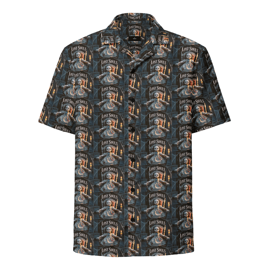 Midnight Veil Designs Lost Souls Gothic Unisex Hawaiian Shirt - Dark Blue & Orange Print product image (1)