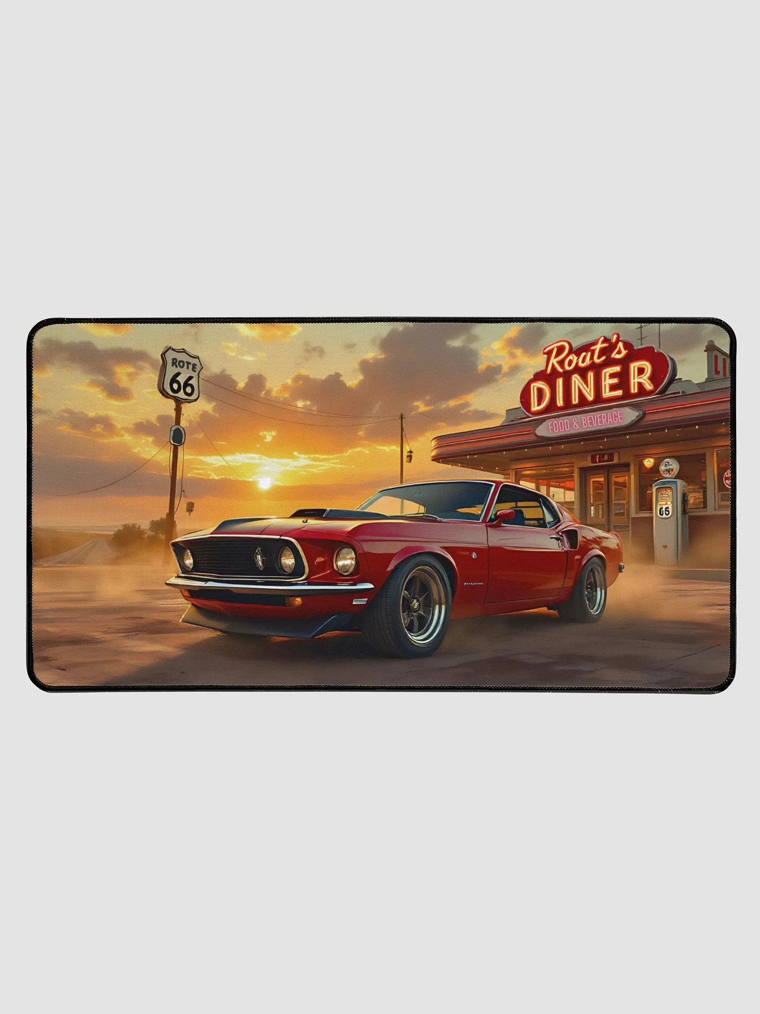 Classic Muscle Car Desk Mat - Retro Route 66 Design product image (1)