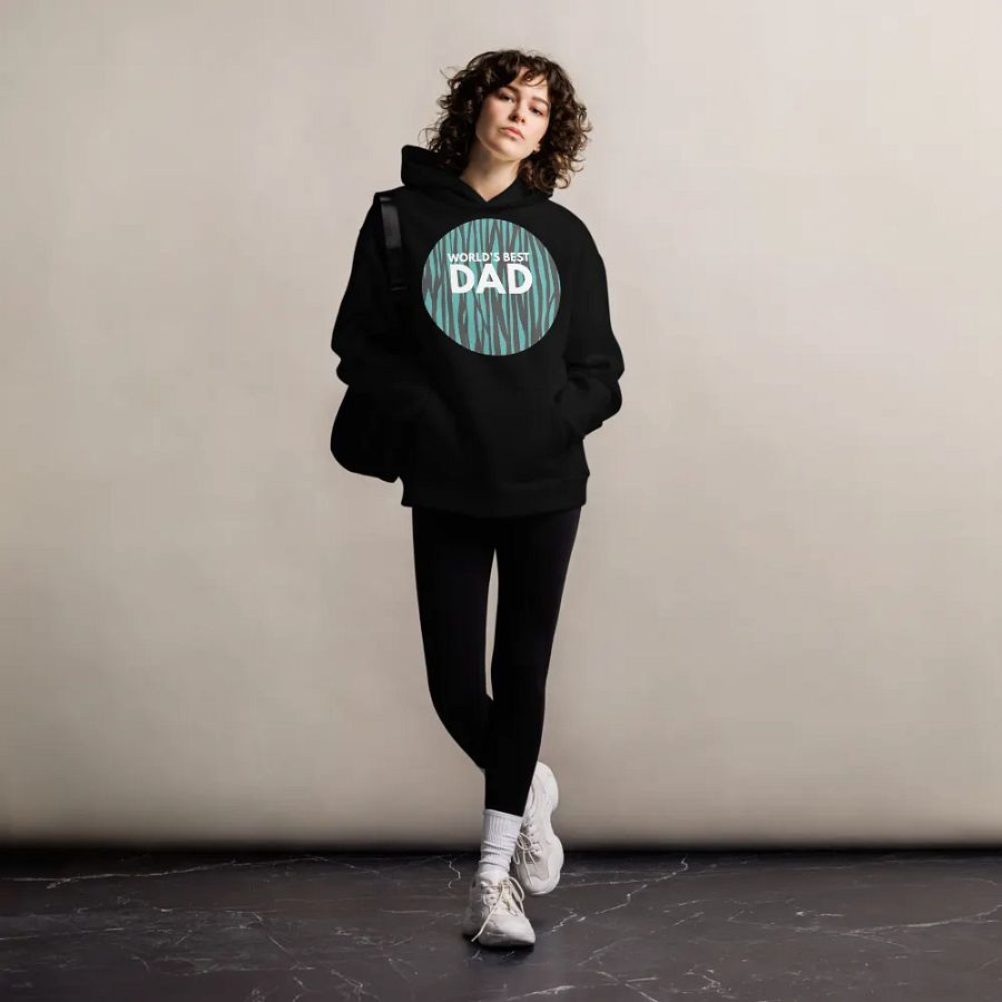 World's Best Dad Teal Stripe eco Hoodie product image (8)