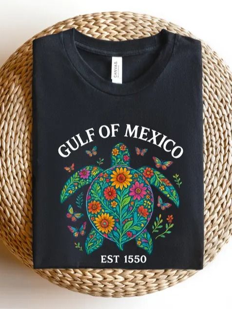 Turtle Gulf of Mexico Shirt, Gulf of Mexico Est 1550 Shirt, Subtle Anti Trump Tee, Gulf Coast Shirt, Mexican Beach Crewneck Tee product image (5)