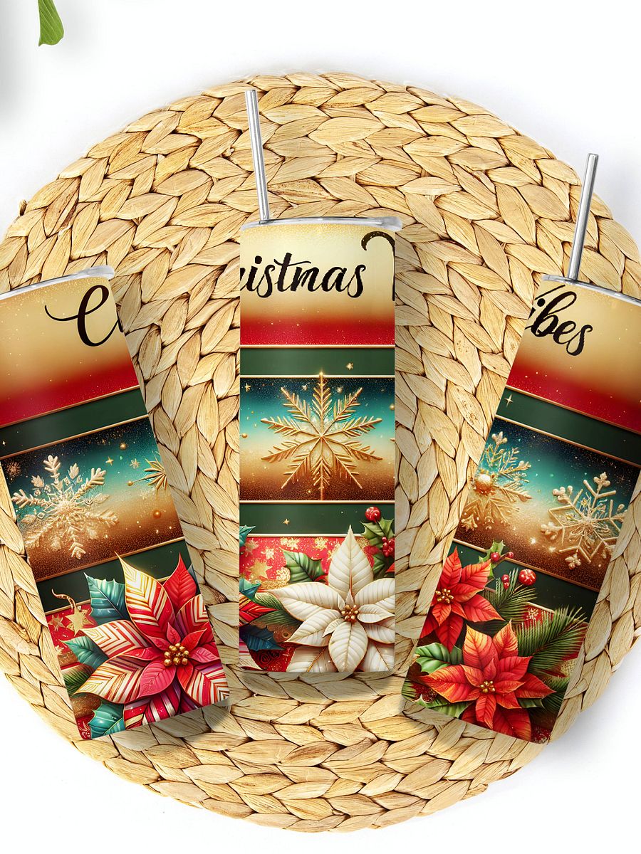20 oz Poinsettia Christmas Vibes Tumbler product image (8)