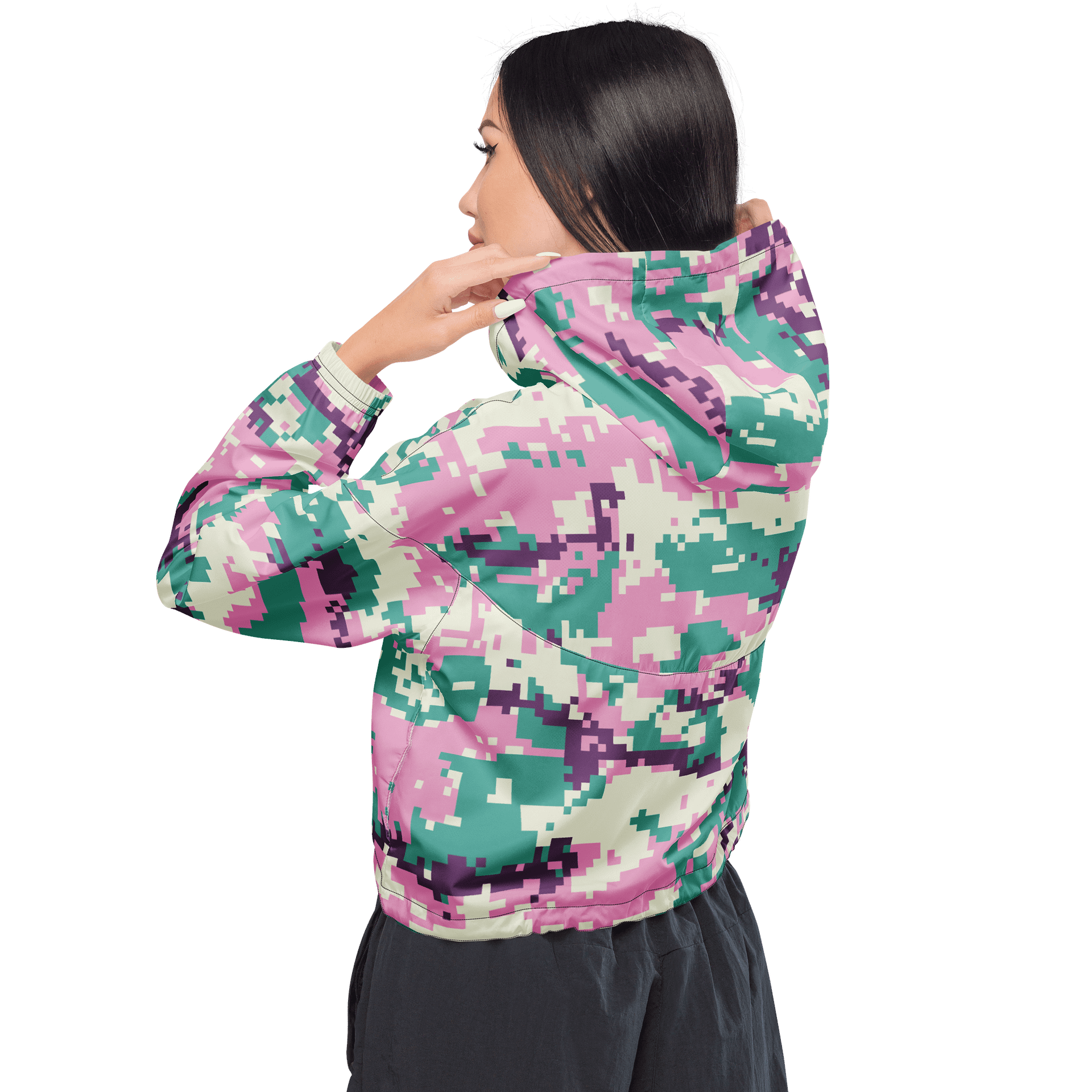 Pixelated Camo Chic Cropped Windbreaker product image (5)