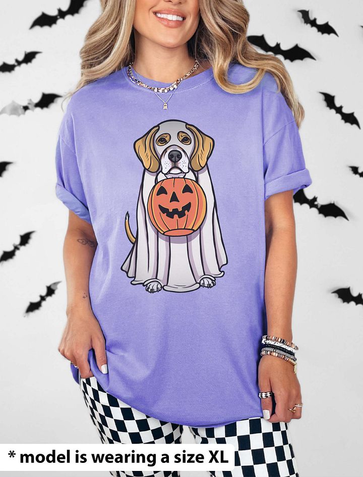 Funny Halloween Beagle(Lemon) T-Shirt | Funny Beagle Wearing a Ghost Costume and Holding a Pumpkin Basket product image (24)