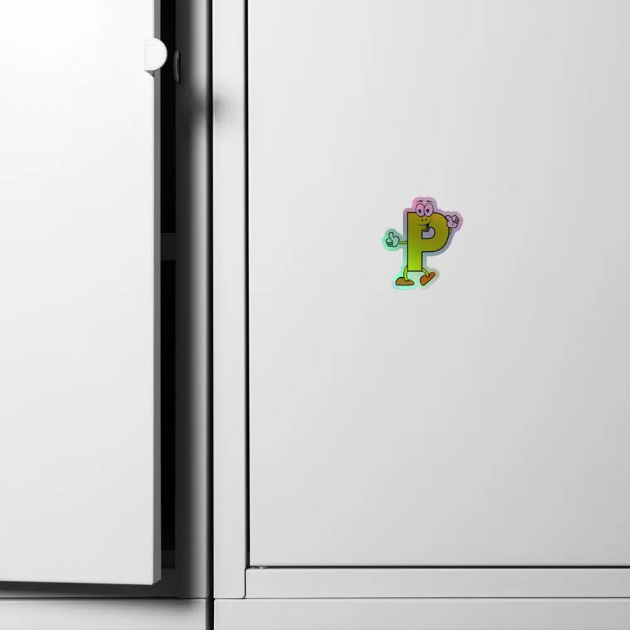 P Letter Cartoon Character Holographic Sticker product image (6)