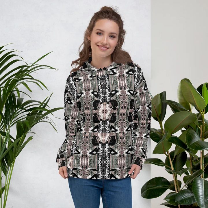 Abstract Floral Birds Unisex All Over Print Pull Over Hoodie product image (1)