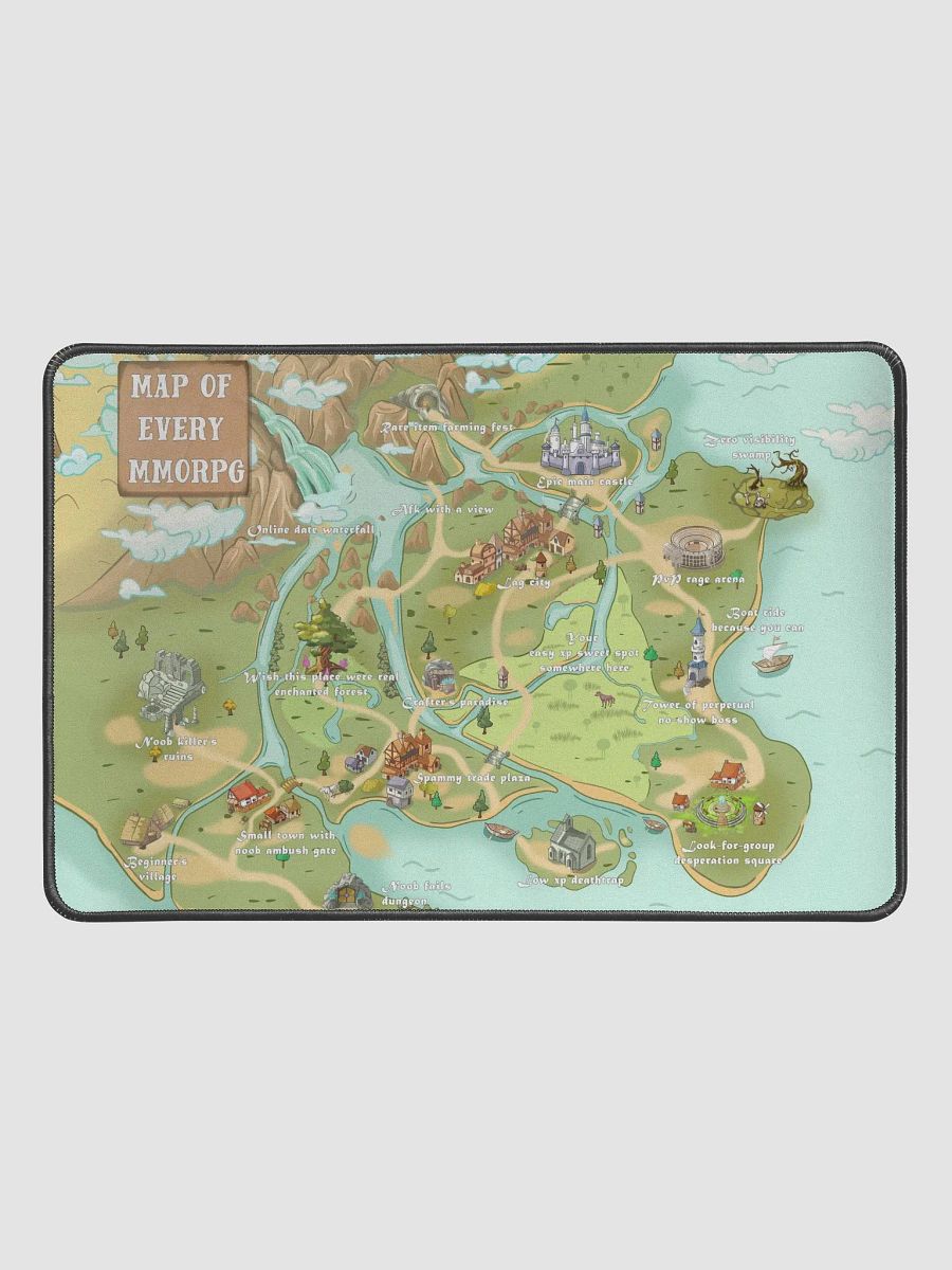 Map of Every MMORPG desk mat 12" x 18", funny gift for gamers, RPG players product image (1)