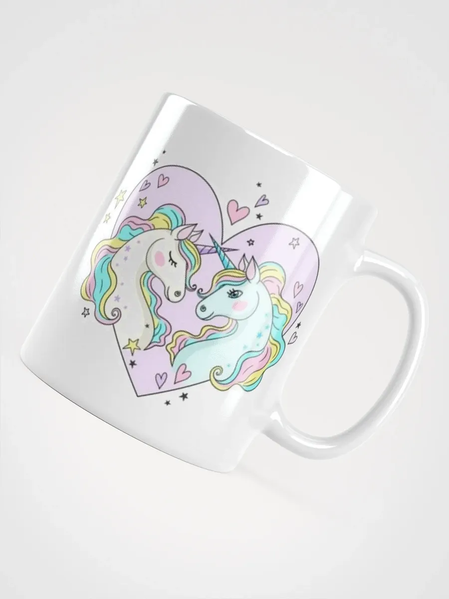 White Glossy Mug Cute Horses product image (4)