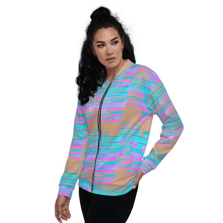 Northern Sky Pink and Blue Bomber Jacket product image (3)
