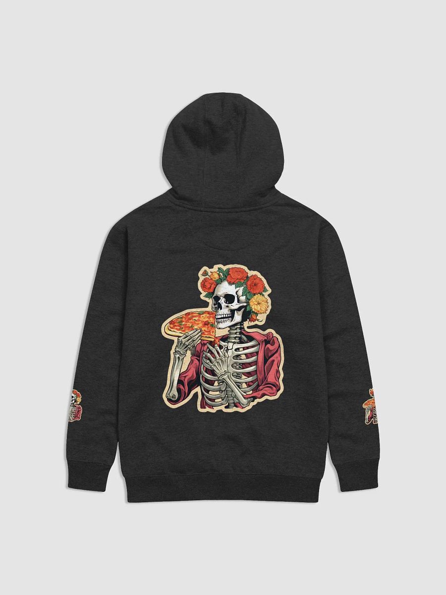 Eternal Feast: Playful Skeleton Floral Pizza Hoodie product image (12)