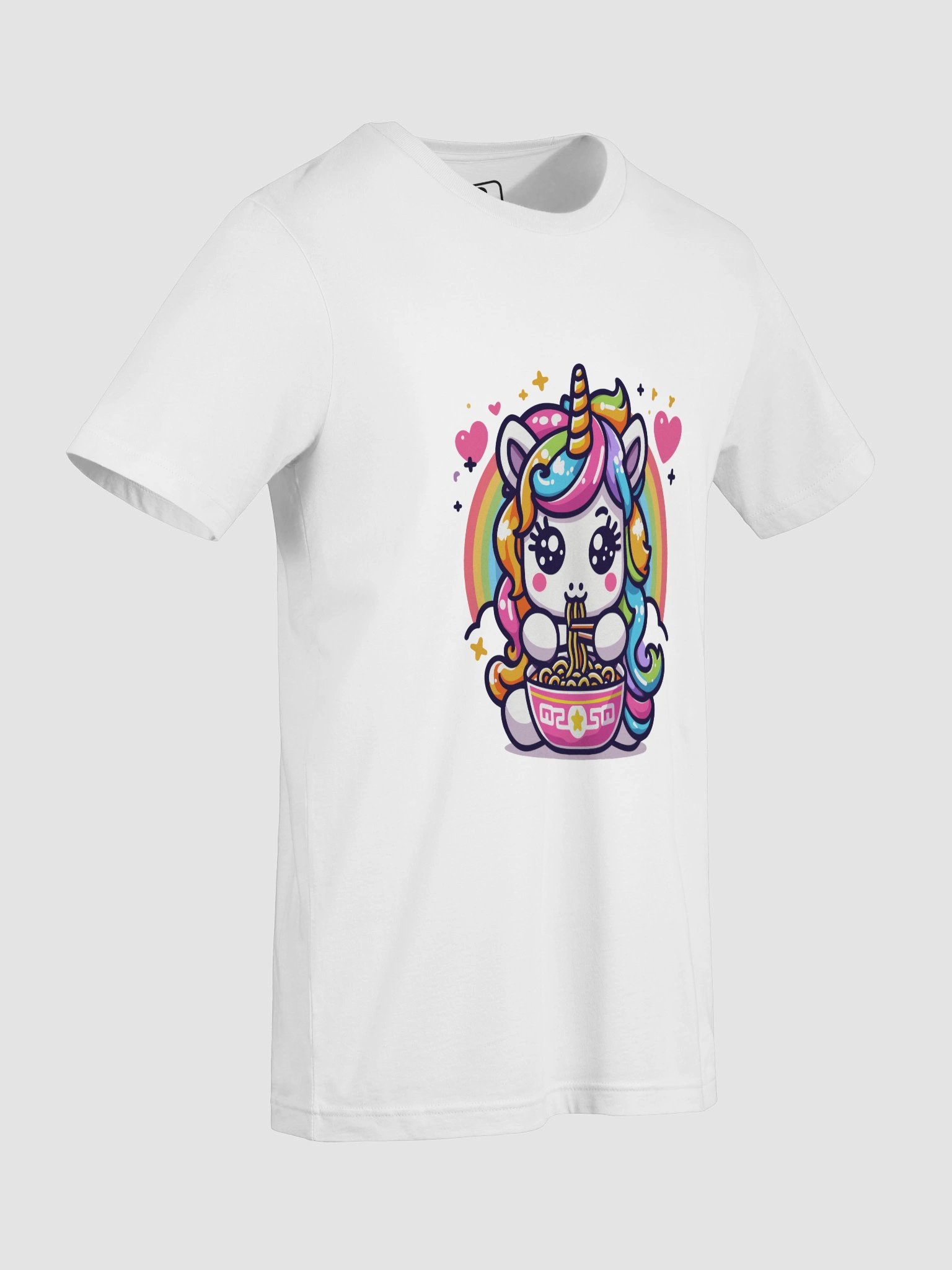 A cute Unicorn eating ramen noodles Triangular Spectrum Logo T-Shirt product image (7)