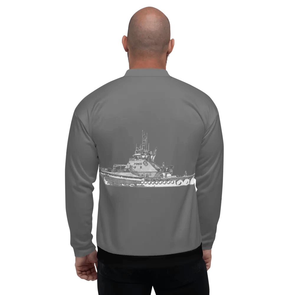 Foss Tugboat Sketch Gray Bomber Jacket product image (6)