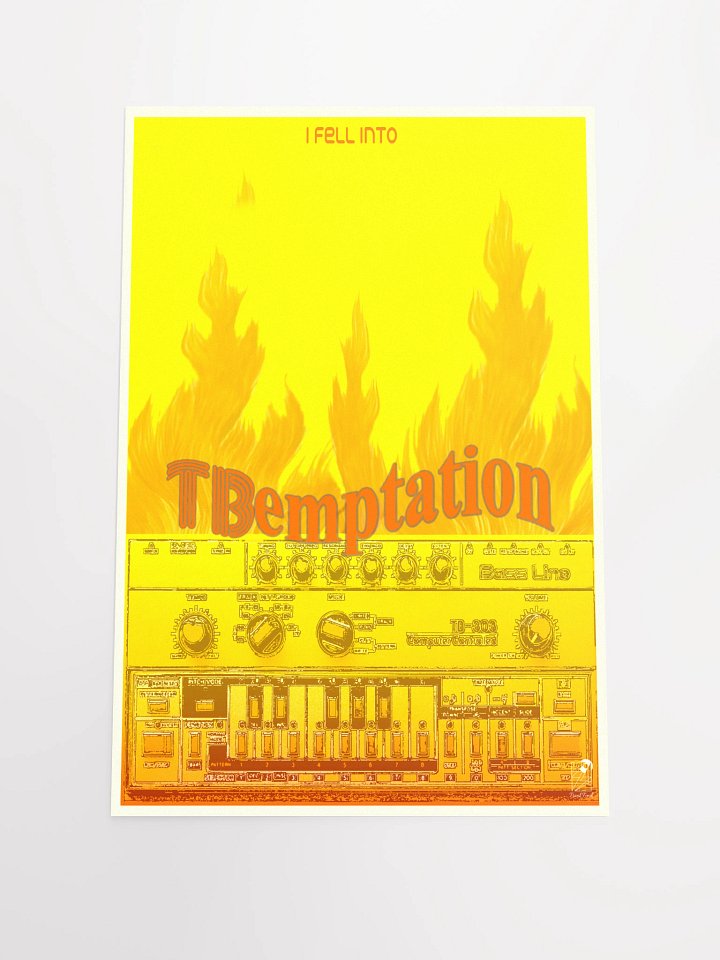 I fell into TBemptetion, Roland TB 303 tribute, by Frank Fonik, Techno EDM Matte Paper Poster product image (1)