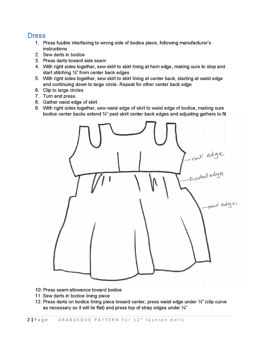 Arabasque sewing pattern for 12" fashion dolls product image (3)
