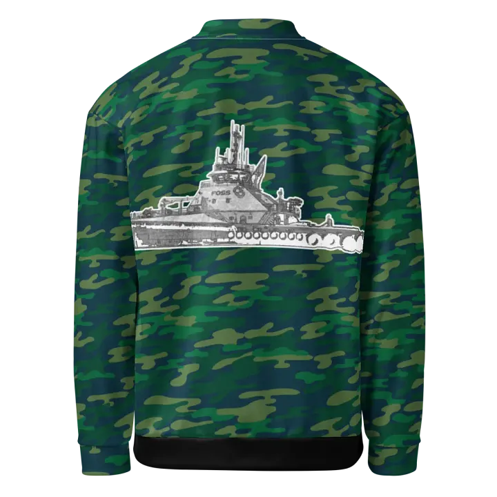 Foss Tugboat Sketch Teal Camouflage Bomber Jacket product image (1)