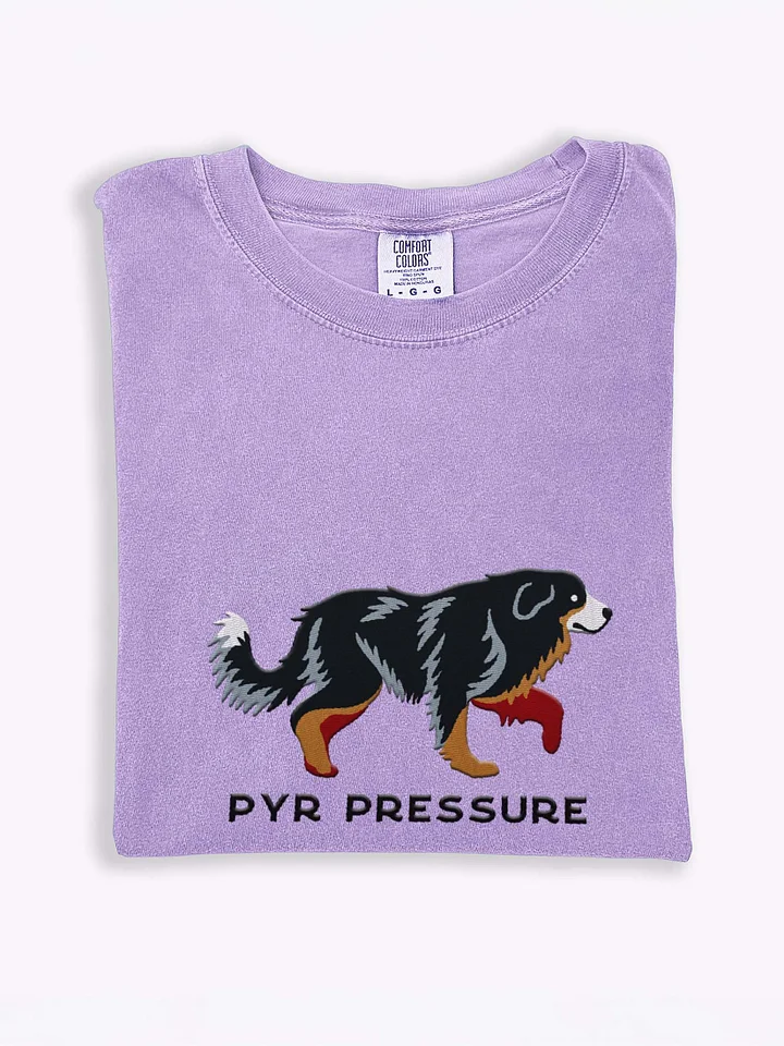 Pyr Pressure T-Shirt(Embroidered) of a Great Pyrenees(Black & Tan) product image (1)