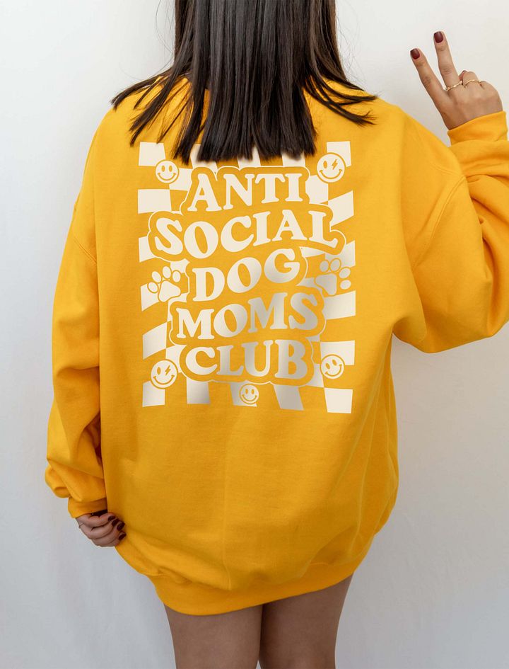 Anti Social Dog Moms Club Retro Checkerboard Sweatshirt | Funny Introvert Checkered Shirt for Dog Moms product image (10)