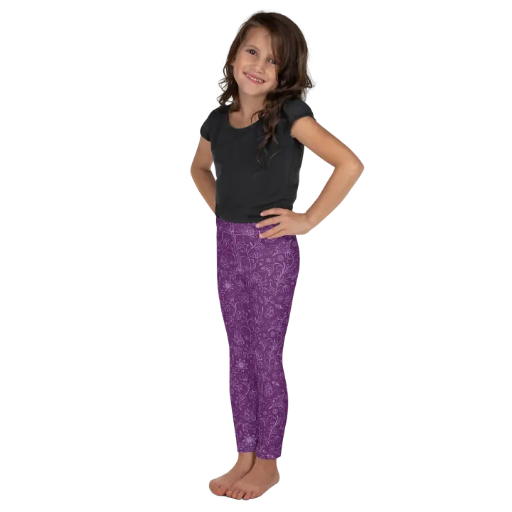 Dark Purple Floral Kid's and Toddler's Leggings product image (2)