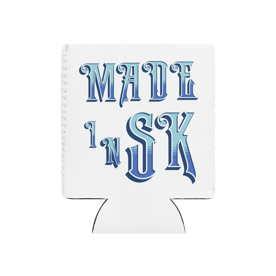 Made In SK Saskatoon Saskatchewan Blue Gradient Can Cooler product image (1)
