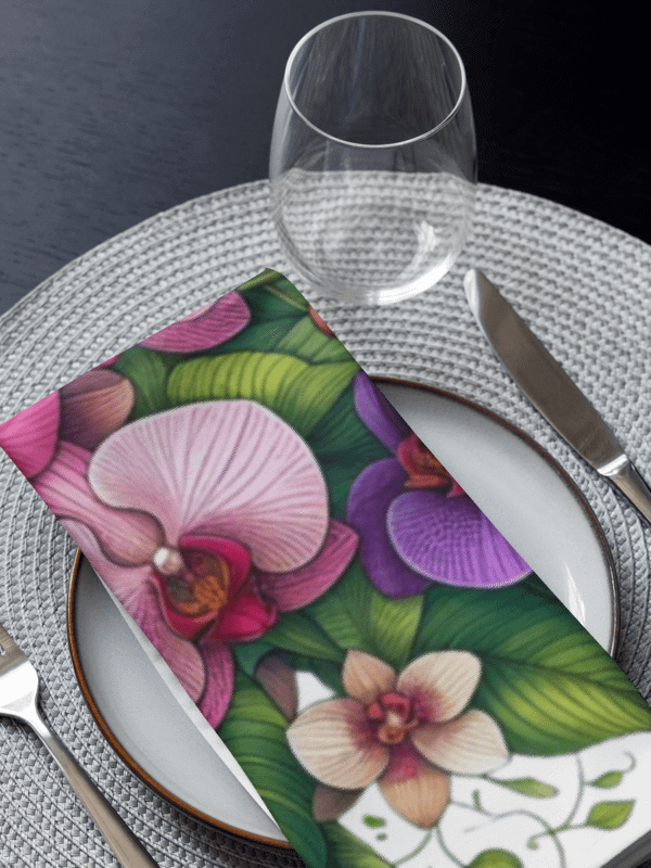 Orchid Oasis Cloth Napkin Set | AI Design flower product image (1)
